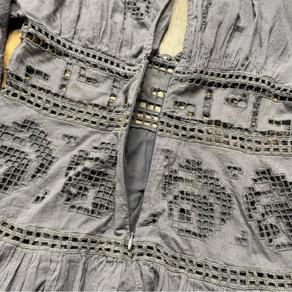 Free People Slate Blue Crochet-Trim Mini Dress - Picture 5 of 6